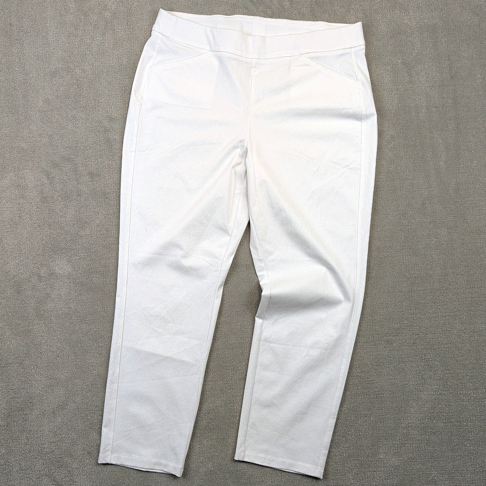 Chico's Travelers Collection Ankle Pants Women 2.5 XL White Pull On Stretch Slim